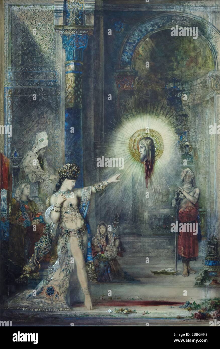 Watercolour painting 'Apparition' by French symbolist painter Gustave Moreau (1876) on display in the Musée d'Orsay in Paris, France. [SPE2BBGHK9]