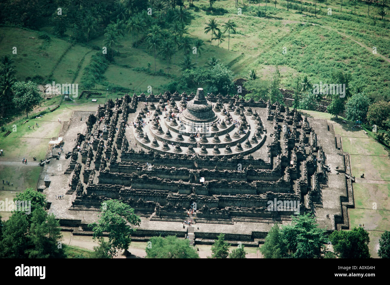 Aerial of Buddhist site of Borobudur UNESCO World Heritage Site Java Indonesia Southeast Asia Asia [SPEA0XG4H]