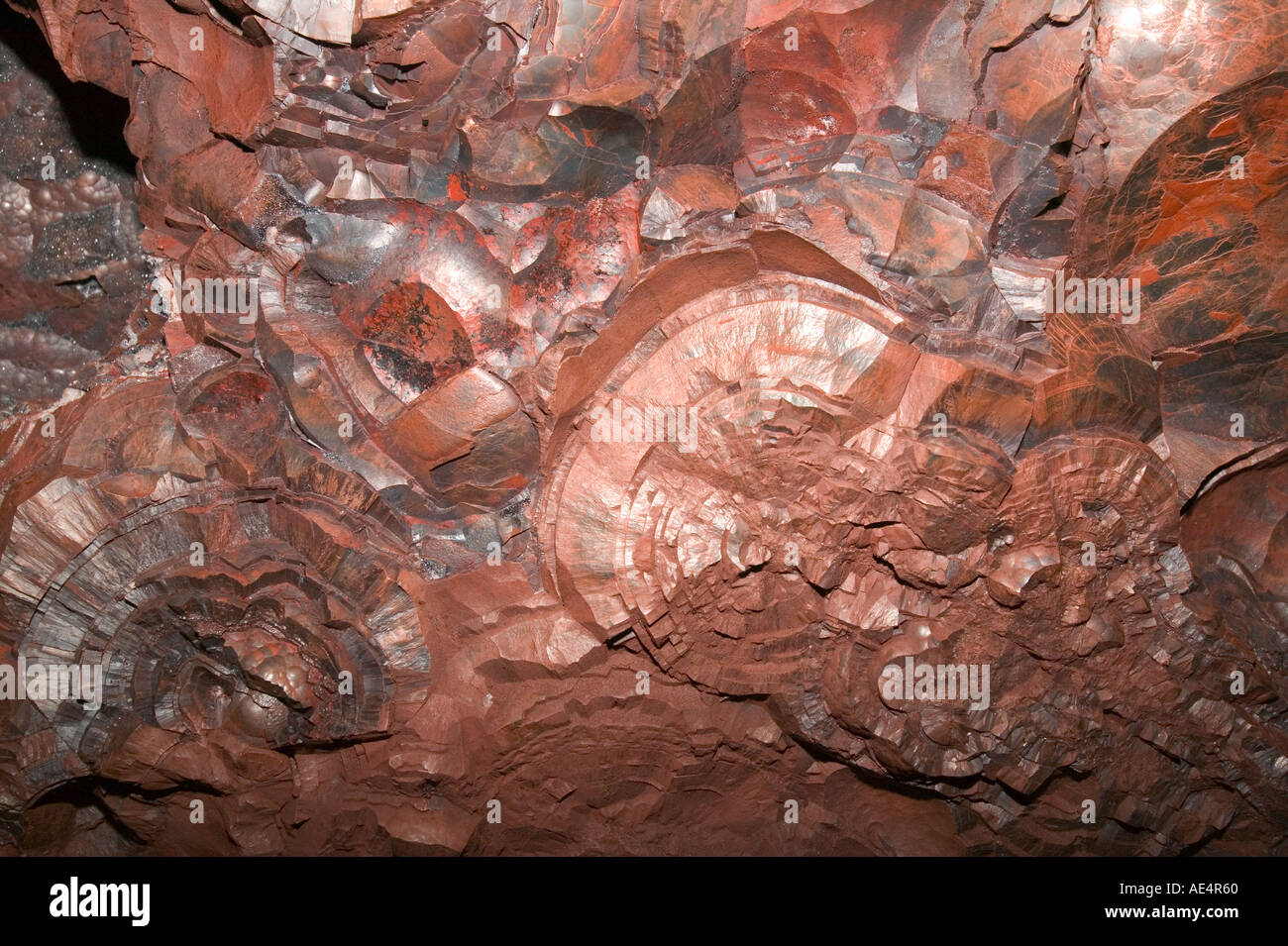 Kidney ore deposits of Haematite in Florence Mine Egremont Cumbria the last working deep iron ore mine in western Europe [SPEAE4R60]
