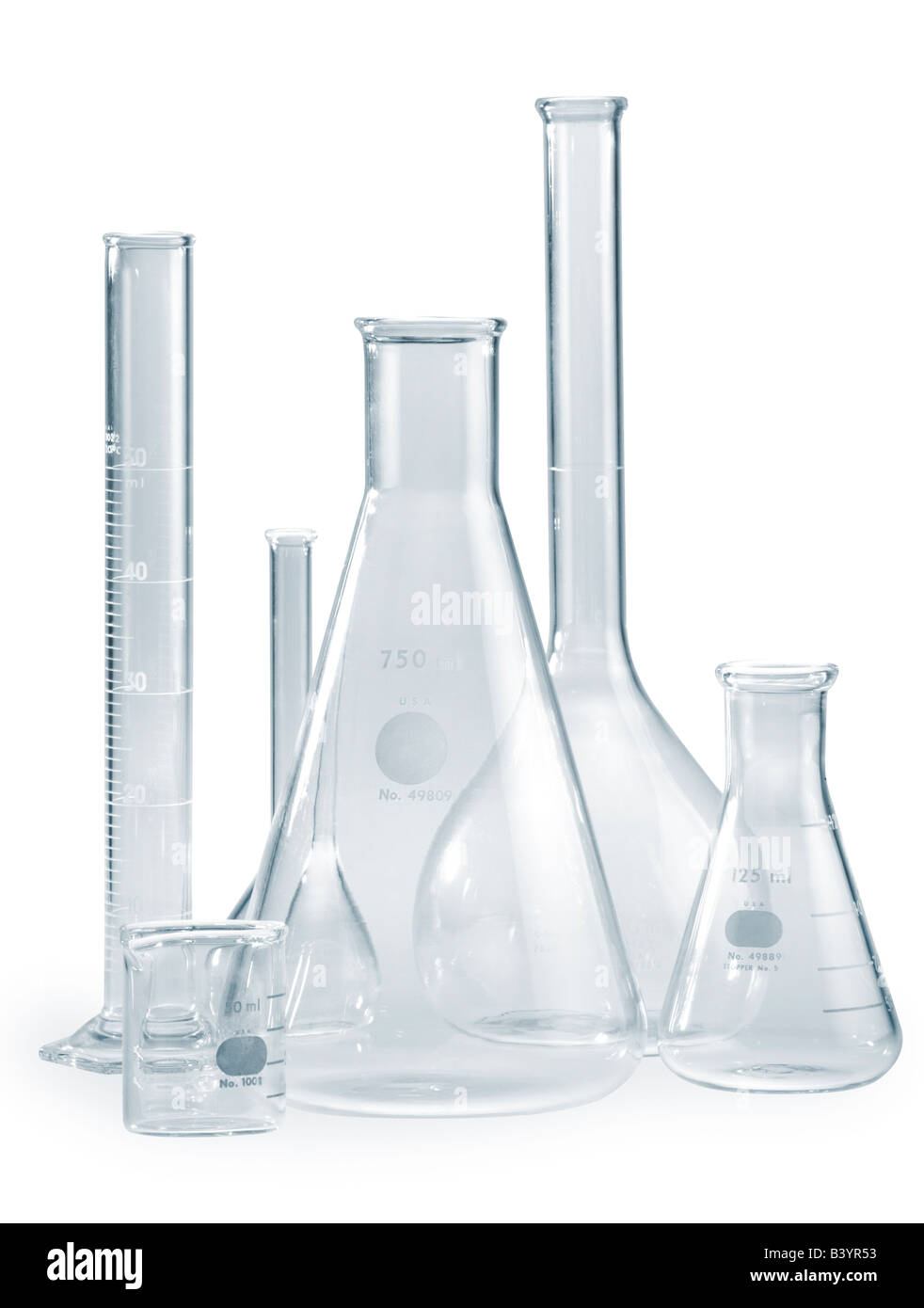 Empty glass Pyrex beakers as might be seen in a laboratory setting A clipping path is included [SPEB3YR53]