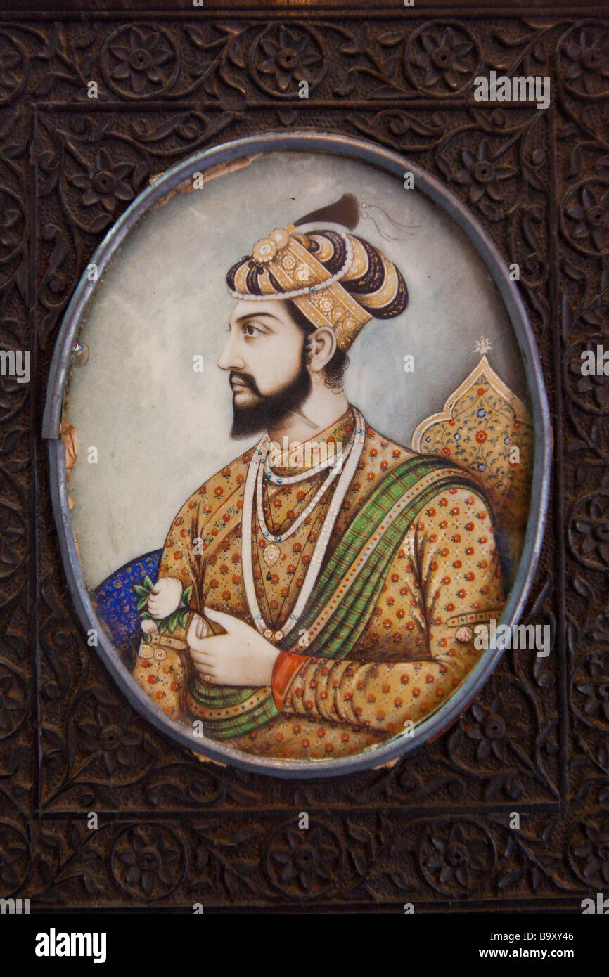 Miniature Painting of Shah Jahan Builder of the Taj Mahal [SPEB9XY46]
