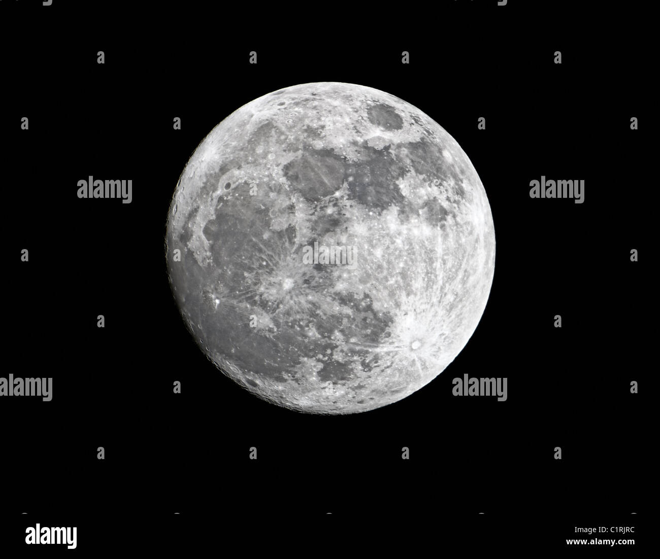 Close-up of waxing gibbous super moon, 98% of full, close to its perigee, taken on 18 March 2011 [SPEC1RJRC]