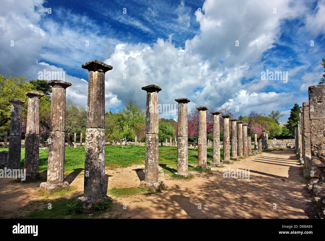 The Palaestra at Ancient Olympia, the birthplace of the Olympic Games, Ilia, Peloponnese, Greece. [SPED8BAE6]
