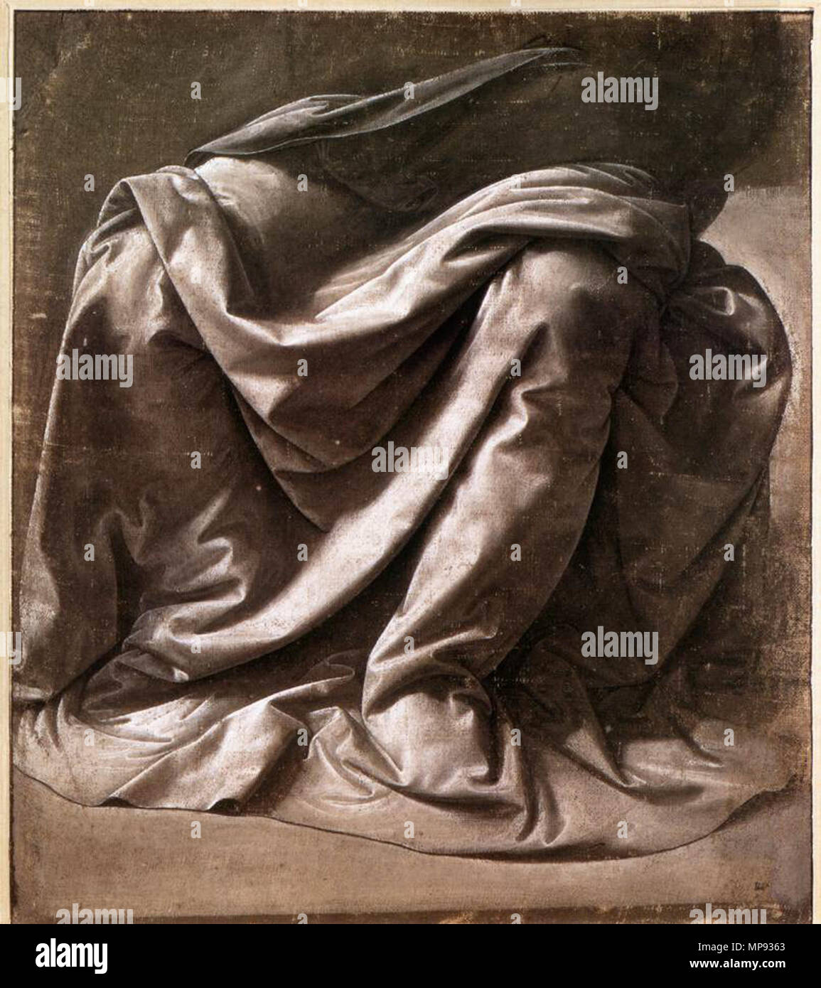Garment study for a seated figure.  between 1470 and 1484.   803 Leonardo da vinci, Garment study for a seated figure [SPEMP9363]